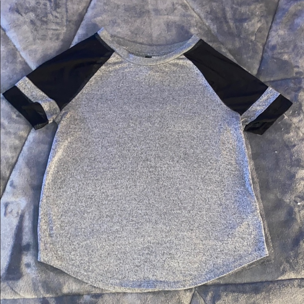Grey shirt with black mesh inserts Size XS